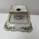 Coupe sur pied porcelaine blanche décor doré peint main Le Tallec Paris 1963