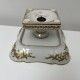 Coupe sur pied porcelaine blanche décor doré peint main Le Tallec Paris 1963