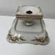 Coupe sur pied porcelaine blanche décor doré peint main Le Tallec Paris 1963