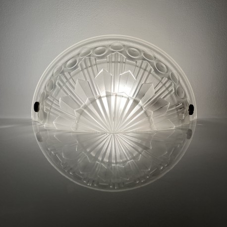Applique Art Deco demi coupole verre pressé
