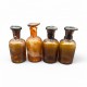 Lot de 4 flacons de pharmacie chimie apothicaire ancien verre brun epais
