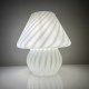 Lampe champignon Murano Italie vintage à décor de spirales blanc brillant