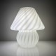 Lampe champignon Murano Italie vintage à décor de spirales blanc brillant