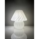 Lampe champignon Murano Italie vintage à décor de spirales blanc brillant