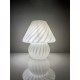Lampe champignon Murano Italie vintage à décor de spirales blanc brillant