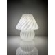 Lampe champignon Murano Italie vintage à décor de spirales blanc brillant