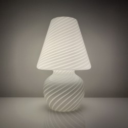 Lampe champignon Murano Italie vintage décor spirale blanc brillant style venini
