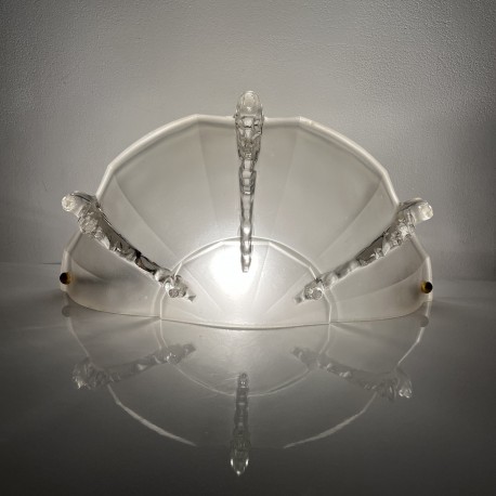 Applique en verre pressé partiellement dépoli Art Deco Ezan glaçon Jean Gauthier