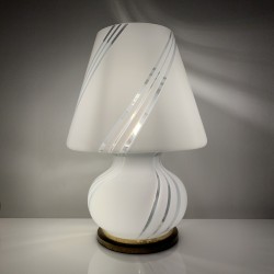 Lampe champignon en verre soufflé décor de spirale style Venini vintage  42 cms
