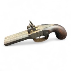 Pistolet ancien a percussion double canon octogonaux 19e XIXe Categorie D2 Vente Libre +18 ans