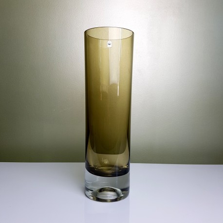 Vase rouleau cristal  fumé Gral Las Palmas Roland Posch 1965 Germany Vintage