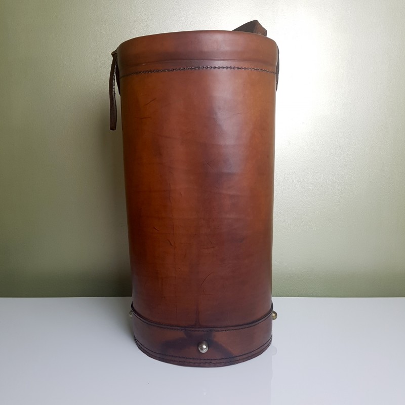 Porte-parapluie En Simili Cuir Marron Clair 21x21x55 Cm