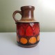Petit Vase à anse orange et rouge  ceramique allemande Fat Lava Era