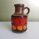 Petit Vase à anse orange et rouge  ceramique allemande Fat Lava Era