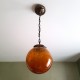 Suspension avec globe orange moucheté vintage