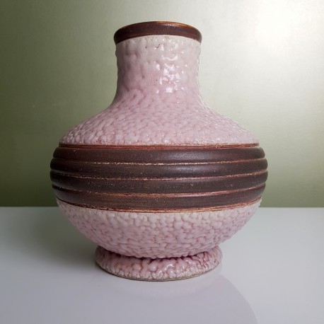 Vase Art Déco rose et brun DLG Louis Dage