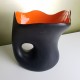 Vase Pichet Céramique noire et orange Almi forme libre moderniste
