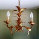 Lustre 3 feux doré décor de feuilles palmes dorés DLG Bagues Paris Jansen