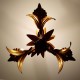 Lustre 3 feux doré décor de feuilles palmes dorés DLG Bagues Paris Jansen