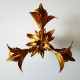 Lustre 3 feux doré décor de feuilles palmes dorés DLG Bagues Paris Jansen