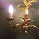 Lustre 3 feux doré décor de feuilles palmes dorés DLG Bagues Paris Jansen