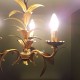 Lustre 3 feux doré décor de feuilles palmes dorés DLG Bagues Paris Jansen