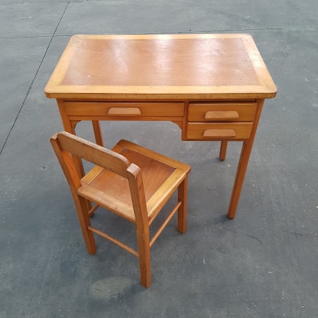 Bureau années 50 avec sa chaise assortie