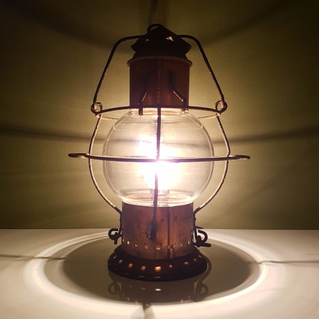 Lampe Lanterne marine en cuivre avec globe cage grillagé