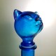 Bouteille carafe italienne en verre de couleur bleu  en forme de chat Genie Bottle