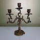 Paire de chandeliers ancien 3 feux en bronze style rocaille