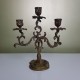 Paire de chandeliers ancien 3 feux en bronze style rocaille