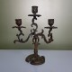 Paire de chandeliers ancien 3 feux en bronze style rocaille