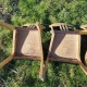 Ensemble de 4 chaises bistrot en bois clair Marque française vintage STELLA