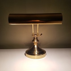 Lampe de bureau en laiton abat jour rouleau dite de notaire ou banquier