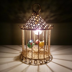 Lampe a poser ou suspendre cage oiseaux tole perforée