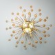 Lustre 3 feux en acier doré et pampilles en forme de goutte 1970