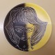 Série de 3 assiettes visages féminins stylisés Helene Hugo Vallauris 1960