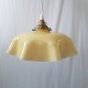 Suspension lustre abat jour opaline jaune orangé montage ancien a griffe