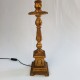 Grand pied de lampe style porte cierge en bois doré