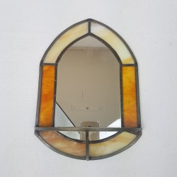 Miroir avec tablette en vitraux verre multicolore dans le style Tiffany