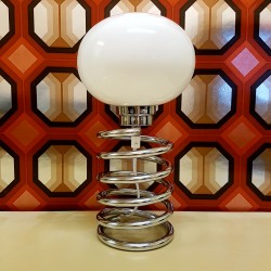 Lampe ressort chromé et opaline Ingo Maurer