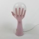 Lampe 2 mains tenant un globe en céramique rose vintage années 70