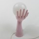 Lampe 2 mains tenant un globe en céramique rose vintage années 70