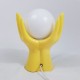Lampe 2 mains tenant un globe en céramique jaune vintage années 70