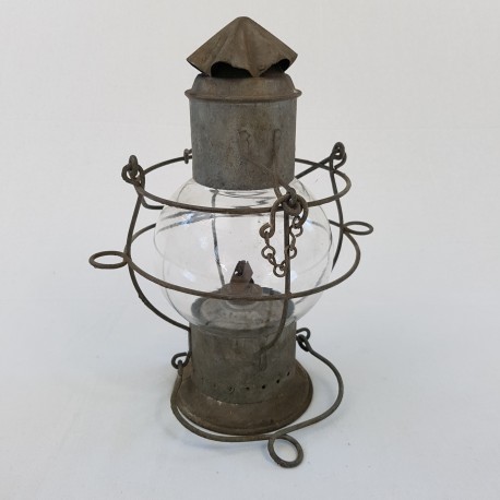 Lampe Lanterne marine en metal galvanisé avec globe cage grillagé