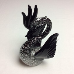 Cygne noir Murano Sommerso inclusion argent