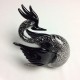 Cygne noir Murano Sommerso inclusion argent
