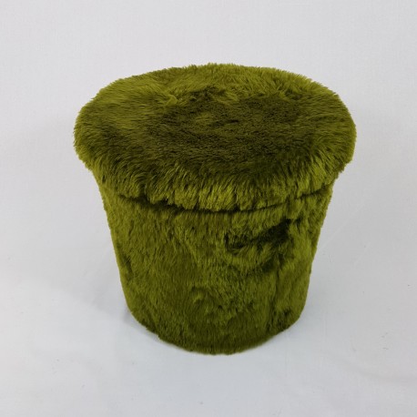 Tabouret coffre pouf Pelfran moumoute verte vintage 1970