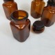 Lot de 4 flacons bocaux genre apothicaire en verre ambré