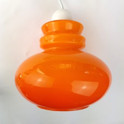 Lustre Globe en verre opaline orange vintage